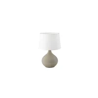 Noże stołowe - Biało-brązowa lampa stołowa z ceramiki i tkaniny Trio Martin, wys. 29 cm - miniaturka - grafika 1
