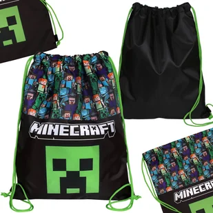 Minecraft Worek na buty NA WF, worek szkolny na ramię dla chłopca 32x40 cm - Worki na buty - miniaturka - grafika 1