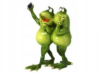 Figurki dekoracyjne - SUPER ŚMIESZNA FIGURKA DEKORACYJNA ZIELONE ŻABY Z TELEFONEM SELFIE - miniaturka - grafika 1