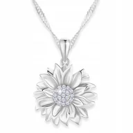 Naszyjniki - Naszyjnik Srebrny Kwiatek Kwiat Życia Białe Kryształki Cyrkonie SREBRO 925 - miniaturka - grafika 1