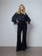 Spodnie damskie - Reserved - Spodnie z dekoracyjnym wykończeniem - czarny - miniaturka - grafika 1