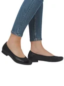 Baleriny - Rieker Baleriny Damskie Skórzane Na Obcasie Black-37 - miniaturka - grafika 1