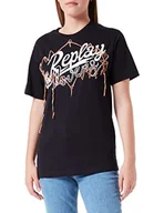 Koszulki i topy damskie - Replay T-shirt damski, 098 BLACK, XXS - miniaturka - grafika 1