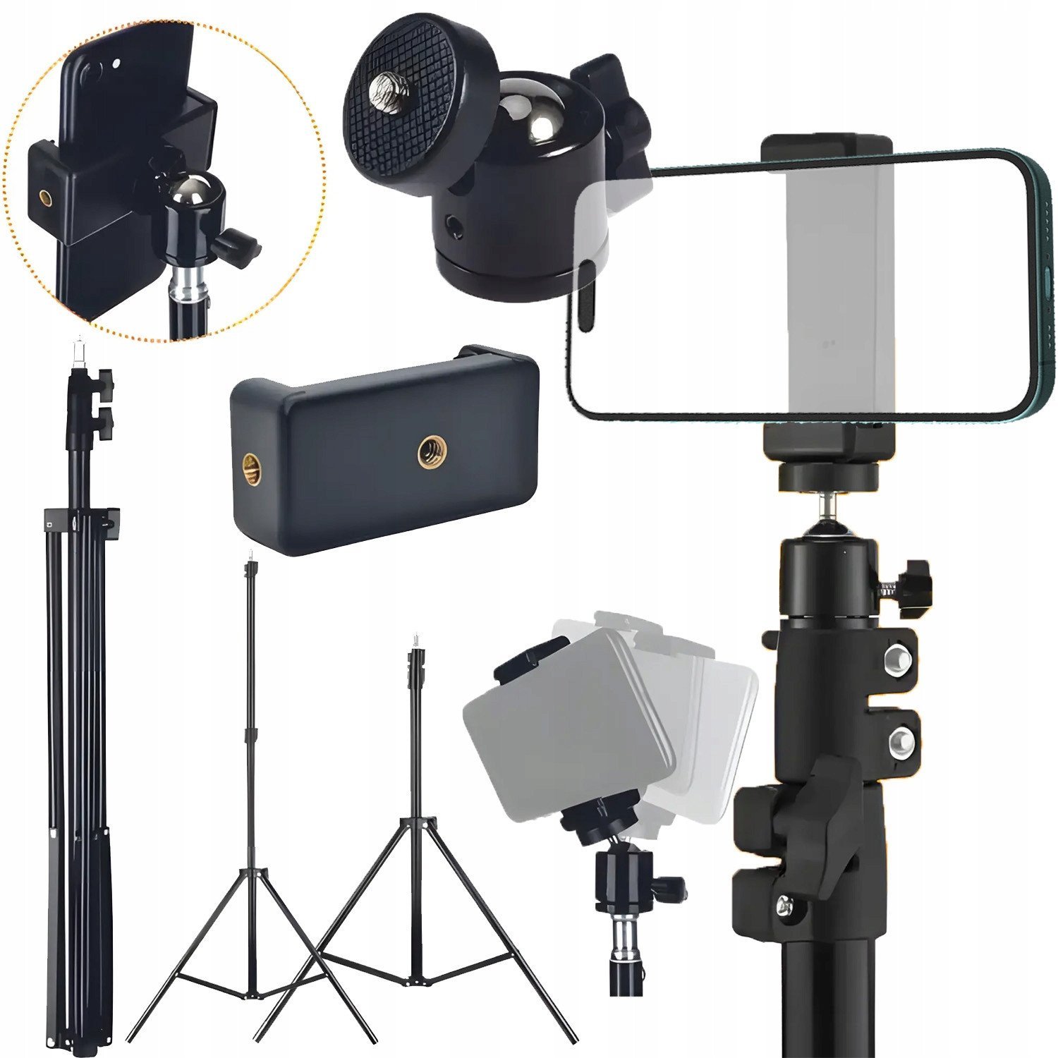 Statyw Tripod Uchwyt Na Aparat Telefon Stabilny Wysoki I Uniweralsny 210 Cm