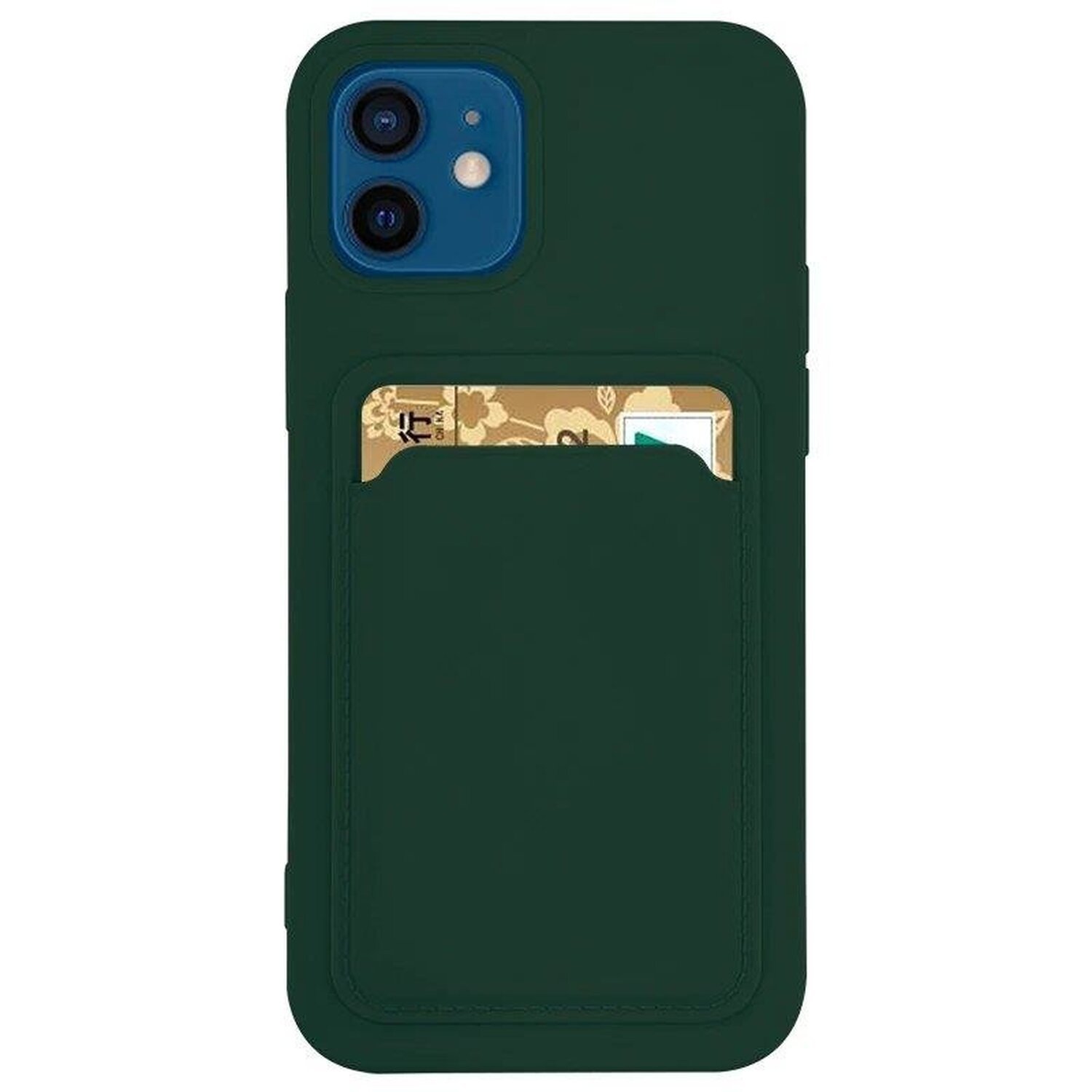 Etui na kartę Silikonowe etui na telefon komórkowy z uchwytem na kartę Cover Bumper kompatybilne z Samsung Galaxy A72 (A725F) Ciemnozielony