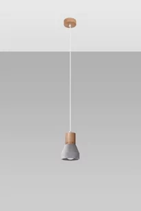Sollux Lighting Lighting lampa wisząca z betonowym kloszem i dodatkiem drewna QUBIC SL.0964 pojedyncza lampa sufitowa szara z naturalnym drewnem SL.0964 - Lampy sufitowe - miniaturka - grafika 1