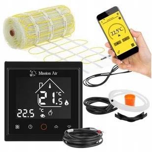 Mata grzewcza pod płytki MISSION AIR MA-160 W/m2 7m2 (14mb x 50cm) + regulator Libra Czarny WiFi - Akcesoria grzewcze - miniaturka - grafika 1