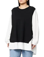 Bluzki damskie - Samoon Damska bluzka z długim rękawem, z długim rękawem, z długim rękawem, okrągły dekolt, jednokolorowa, czarny, 42 - miniaturka - grafika 1