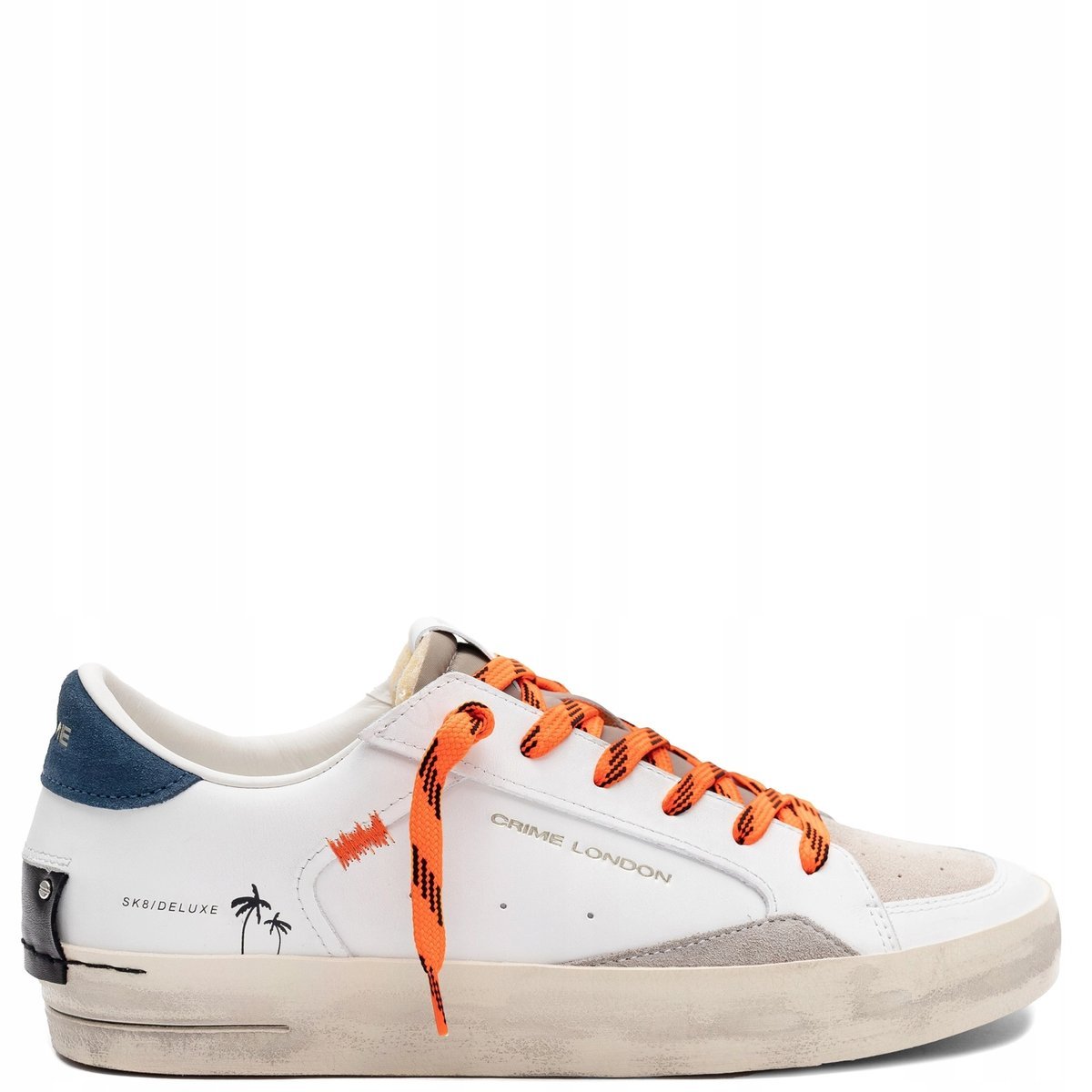 Crime London Skórzane Sneakersy Męskie Białe 19100PP8.10 r.44