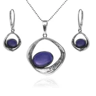 Zestawy biżuterii dla kobiet - ankabizuteria.pl Biżuteria srebrna komplet z granatowym uleksytem - miniaturka - grafika 1