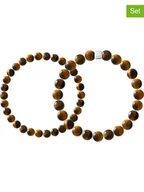 Bransolety męskie - Pearline Bransoletki (2 szt.) z tygrysim okiem - miniaturka - grafika 1