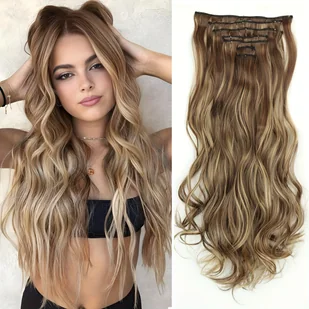 TEMU 24-calowe Przedłużanie Włosów z 16 Klipsami, Zestaw 7 Sztuk Falistych Przedłużeń - Pozostałe akcesoria fryzjerskie - miniaturka - grafika 1