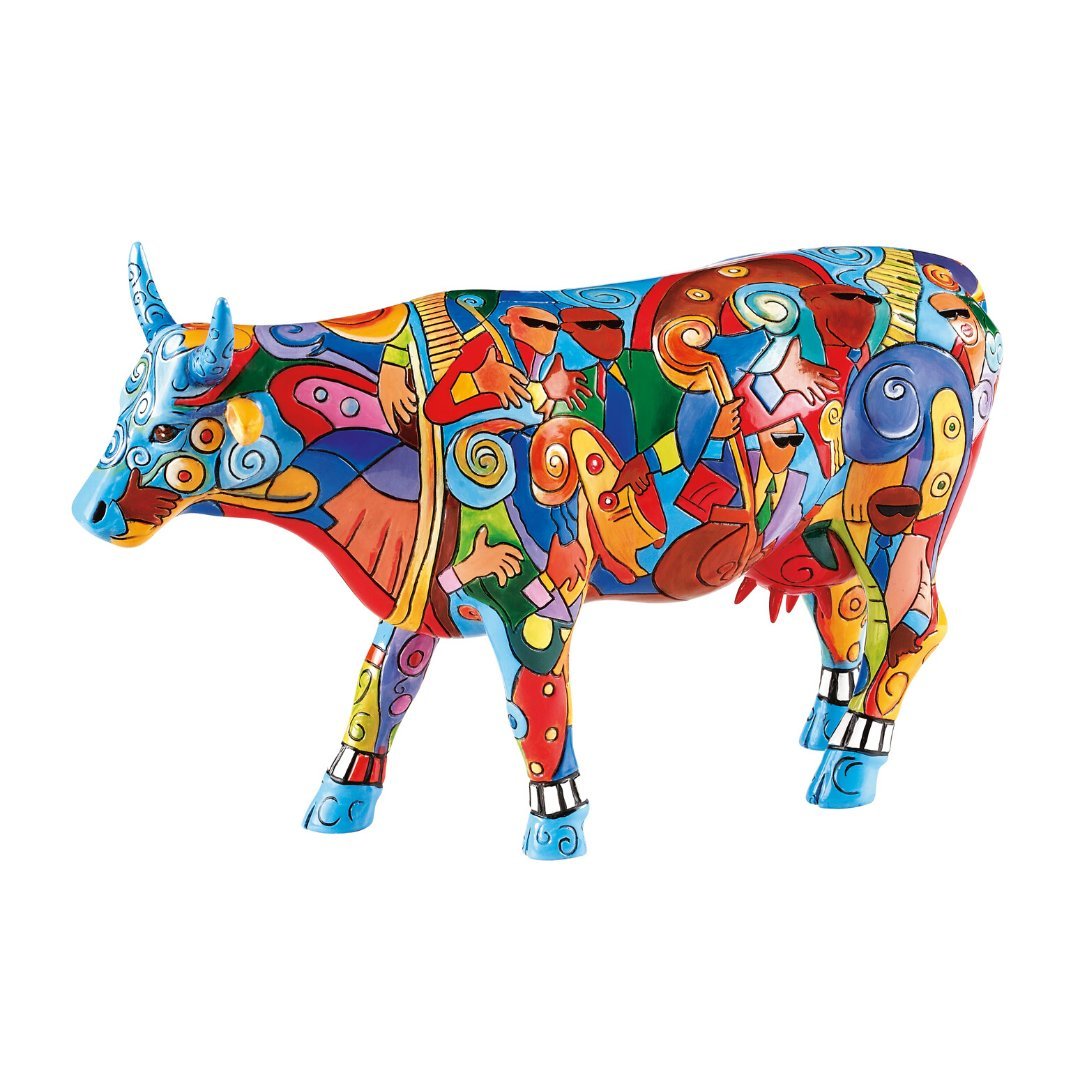 CowParade, figurka-krówka MUSIC-COW EXTRAVAGANZA, duża/poliresing