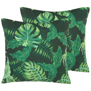 Beliani Zestaw 2 poduszek ogrodowych w liście 45 x 45 cm zielony FUNO - Poduszki ogrodowe - miniaturka - grafika 1
