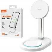 Ładowarki do telefonów - STOJAK Z ŁADOWARKA BEZPRZEWODOWA QI DO IPHONE 15 14 13 12 / SŁUCHAWEK RECCI - miniaturka - grafika 1