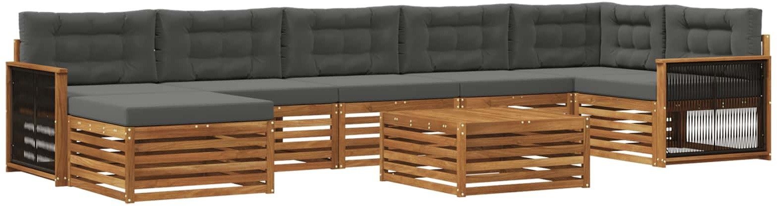 vidaXL Zestaw sof na zewnątrz z poduszką 8 pcs Naturalny i Antracytowy