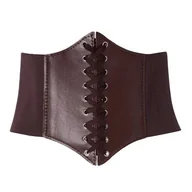 Paski - PAS DAMSKI SZEROKI SZNUROWANY GORSET BRĄZ - miniaturka - grafika 1