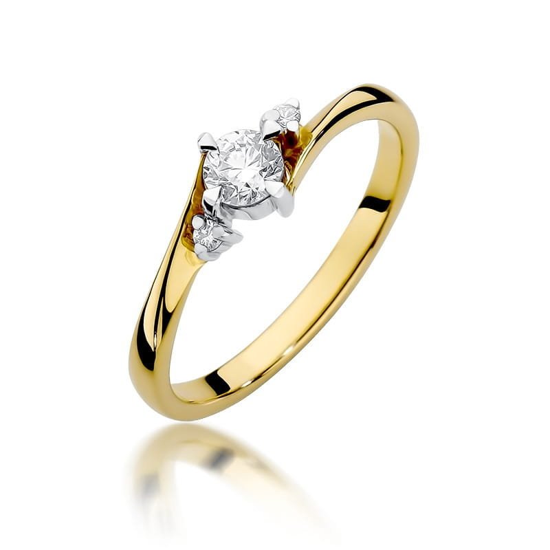 Złoty pierścionek Diament 0,25ct żółte złoto pr. 585
