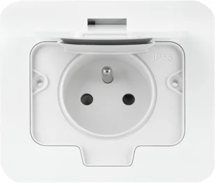 Hermetyczne gniazdo elektryczne prostokątne, IP55, 1x2P+ZFrench, białe - Gniazdka elektryczne - miniaturka - grafika 1