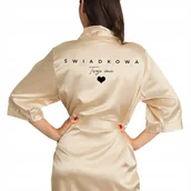 Piżamy damskie - ZŁOTY SZLAFROK SATYNOWY Na Wieczór Panieński Dla ŚWIADKOWA Personalizowany - miniaturka - grafika 1