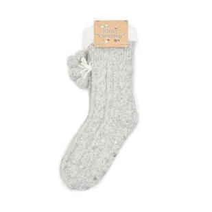 Cropp - Świąteczne ciepłe skarpety - Jasny szary - Półbuty damskie - miniaturka - grafika 1