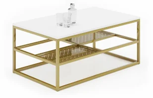Nowoczesny stolik z metalowym stelażem biały + złoty S9-C36 - Ławy i stoliki kawowe Nowoczesny stolik z metalowym stelażem biały + złoty S9-C36 - Ławy i stoliki kawowe - miniaturka - grafika 1