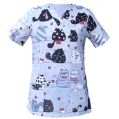 Odzież medyczna - Bluza medyczna damska fartuch kolorowy wzorek 1471 4XL - miniaturka - grafika 1