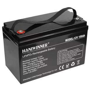 HANIWINNER HD009-10 12.8V 100Ah LiFePO4 Lithium Battery Pack Backup Power, 1280Wh Energy, 2000  Cycles, Built-in BMS - Baterie do zasilaczy awaryjnych UPS - miniaturka - grafika 1