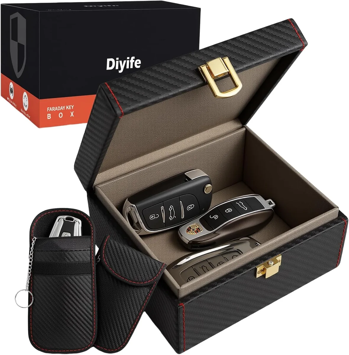 Diyife Faraday Pudełko na Kluczyki + 2 Etui RFID czarny rozmiar M