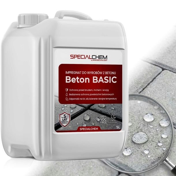 Bezbarwny hydrofobowy impregnat do betonu SPECIALCHEM Beton Basic 5L -5lat