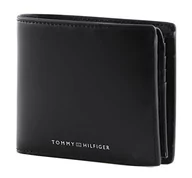 Portfele - Tommy Hilfiger Męskie TH nowoczesne skórzane portfele z klapką i monetami, czarne, jeden rozmiar, Czarny - miniaturka - grafika 1