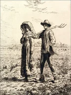 Plakaty - Peasants Going to Work, Jean-François Millet - plakat Wymiar do wyboru: 40x50 cm - miniaturka - grafika 1