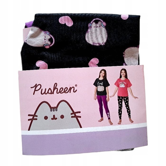 Pusheen Legginsy Dziewczęce 2 Pary Fioletowe/Czarne Rozmiar 158/164