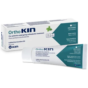 Kin Orthokin, pasta do zębów dla osób z aparatami ortodontycznymi, smak miętowy, 75 ml - Higiena protez i aparatów ortodontycznych - miniaturka - grafika 1