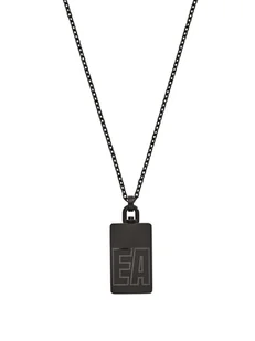 Emporio Armani EGS2677001 Naszyjnik męski stal szlachetna srebrny zielony 52 cm - Naszyjniki męskie - miniaturka - grafika 1