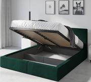 Łóżka - łóżko 160x200 tapicerowane z pojemnikiem i materacem kolor Zielony od Interbeds - miniaturka - grafika 1