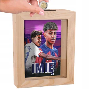 SKARBONKA DREWNIANA NA PIENIĄDZE LAMINE YAMAL FC BARCELONA NA PREZENT Y5 - Skarbonki - miniaturka - grafika 1
