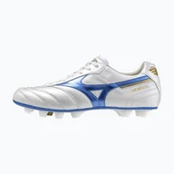 Piłka nożna - Buty piłkarskie męskie Mizuno Morelia II Elite Md white/laser blue/gold WYSYŁKA W 24H 30 DNI NA ZWROT - miniaturka - grafika 1