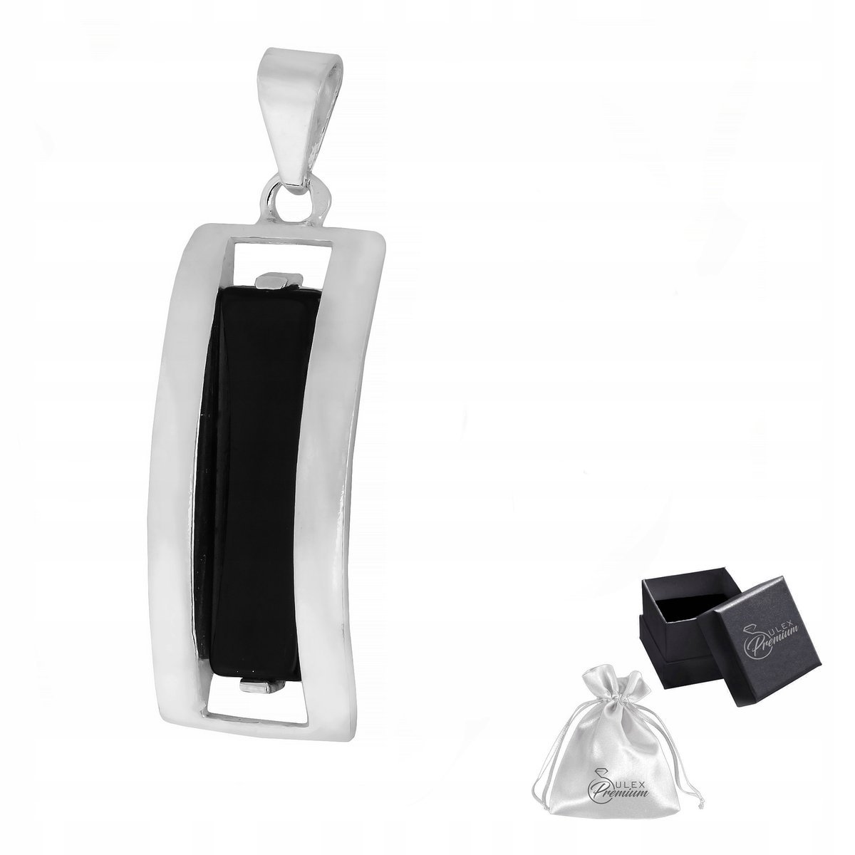 Wisiorek srebrny pr. 925 Klasyczna Zawieszka z Onyksem Prostokątnym Prezent
