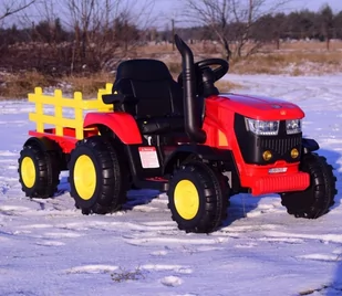 Mega Traktor Na Akumulator Z Przyczepą Czerwony /hl3388 - Pojazdy elektryczne dla dzieci - miniaturka - grafika 19