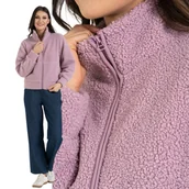 Bluzy damskie - BLUZA DAMSKA SHERPA ZE STÓJKĄ CIEPŁA MIĘKKA WYGODNA BARANEK MORAJ L/XL PINK - miniaturka - grafika 1