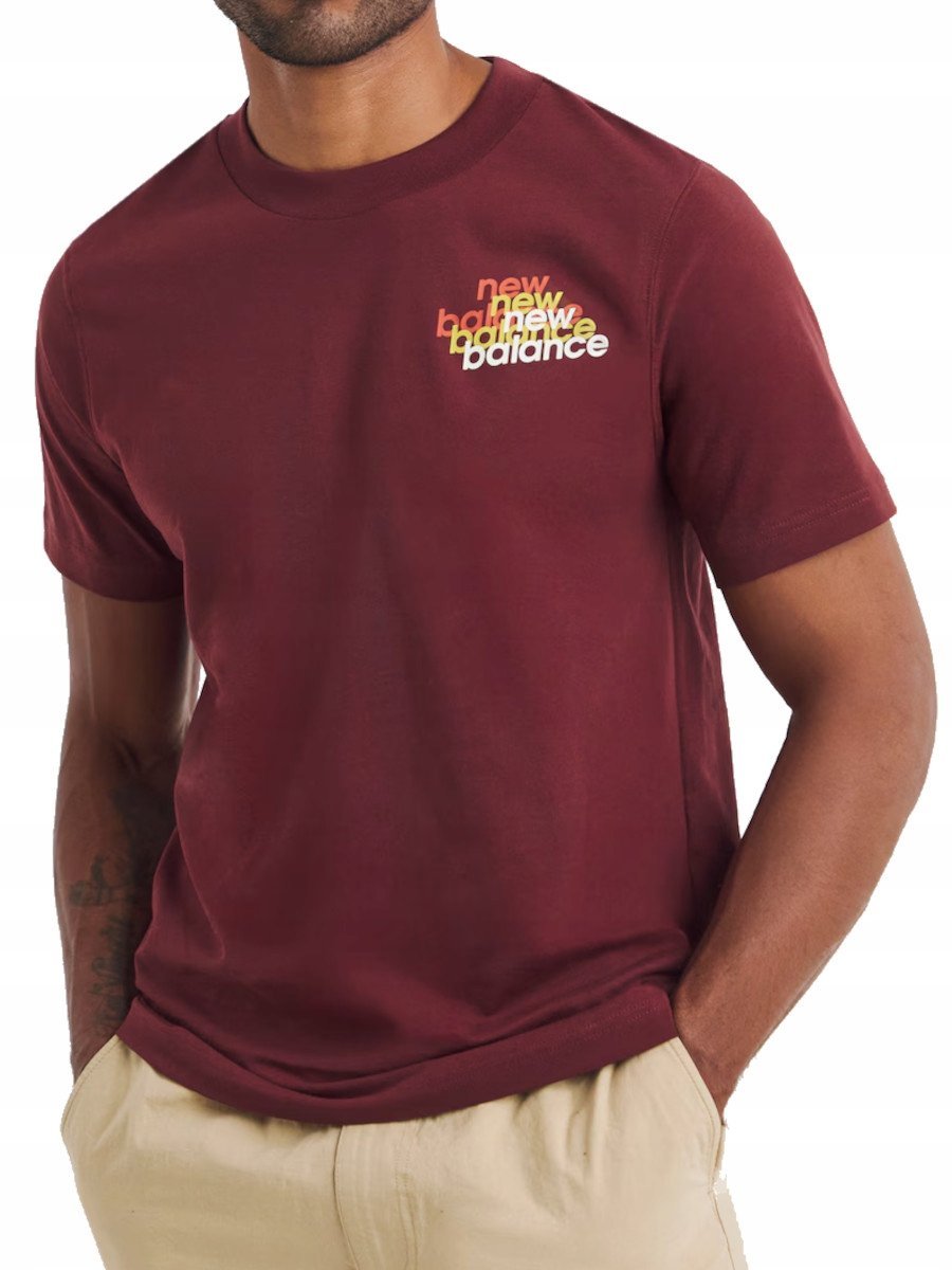 KOSZULKA męska T-SHIRT NEW BALANCE MT53958MHB bordowa bawełniana sportowa S S