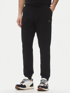 Aeronautica Militare Spodnie dresowe 251PF872F459 Czarny Regular Fit - Spodnie sportowe męskie - miniaturka - grafika 1