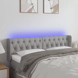 Lumarko Zagłówek do łóżka z LED, jasnoszary, 147x16x78/88 cm, tkanina - Inne meble do sypialni - miniaturka - grafika 1