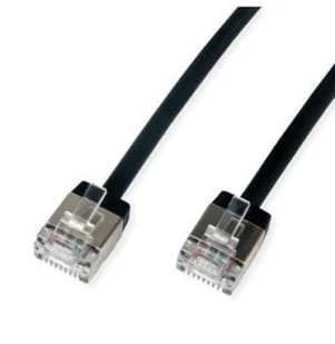 ROLINE U/FTP Data Center Patch Cord Cat.6A Class EA, LSOH, Slim, Ultra Short Connector, czarny, 2 m - Patchcordy - miniaturka - grafika 1