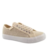 Trampki damskie - Lee Cooper LCW-25-31-3420L trampki damskie koronkowe beżowe - miniaturka - grafika 1