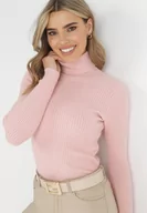 Swetry damskie - Różowy Golf Oranya - miniaturka - grafika 1