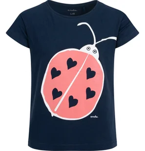 T-shirt z krótkim rękawem dla dziewczynki, z biedronką, granatowy 3-8lat - Bluzki dla dziewczynek - miniaturka - grafika 1