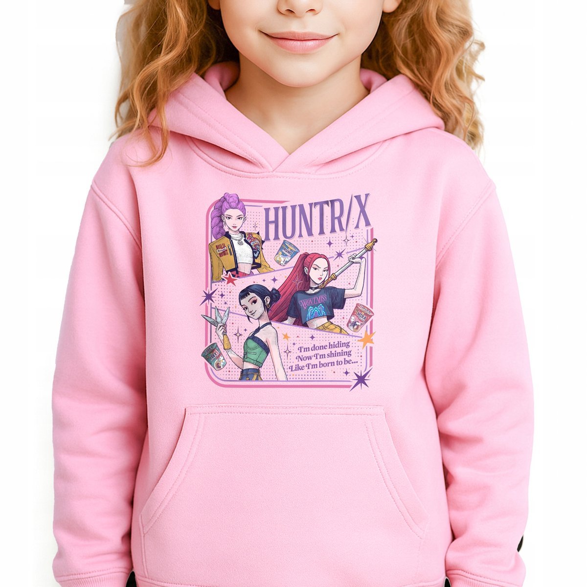 Bluza Dziecięca Różowa Z Kapturem HUNTRIX Muzyka Bajka Kpop Wz Rozm 116 cm