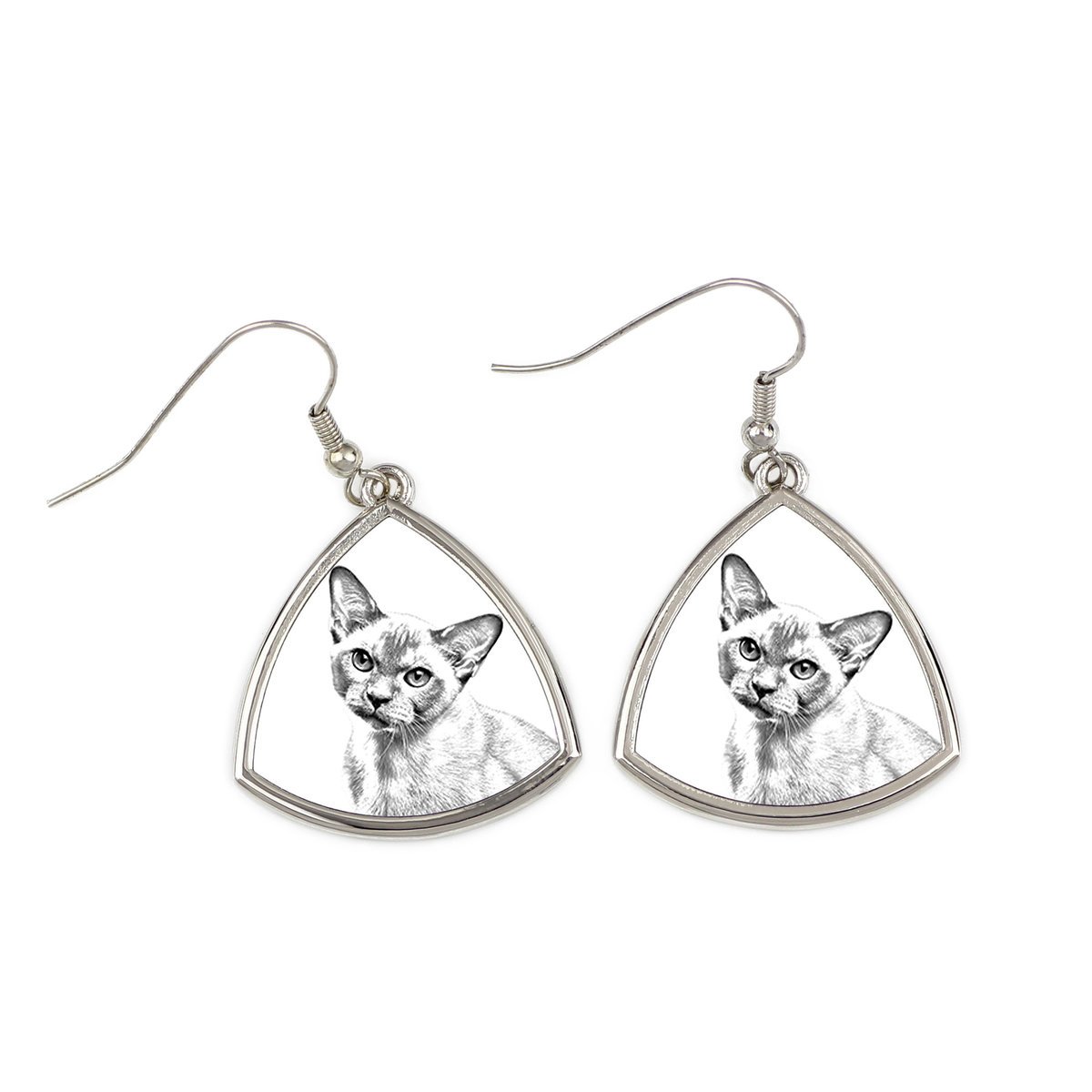 Kot burmański - kolczyki z kotem, wiszące kolczyki ze zdjęciem, personalizowana biżuteria z nadrukiem marki Art-Dog